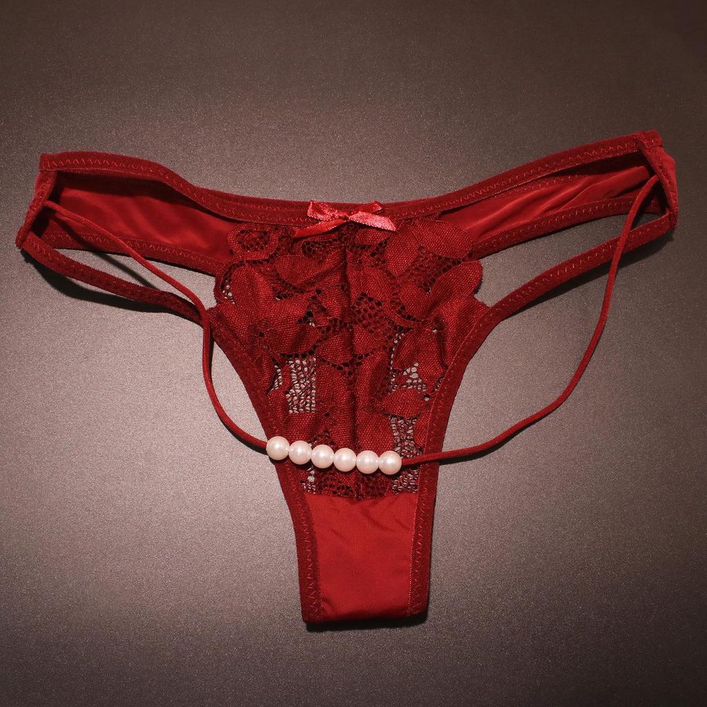 Dámské krajkové tanga: Sexy kalhotky s nízkým pasem a bezešvým designem s mašličkou