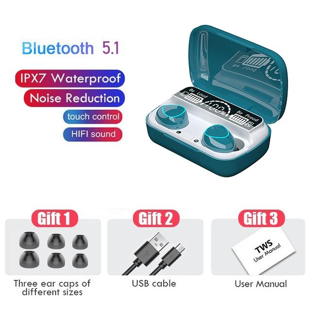 TWS Drahtlose Kopfhörer Ohrhörer 1200mAh Lade Box Bluetooth-kompatibel Stereo Ohrhörer Headsets mit Mikrofon