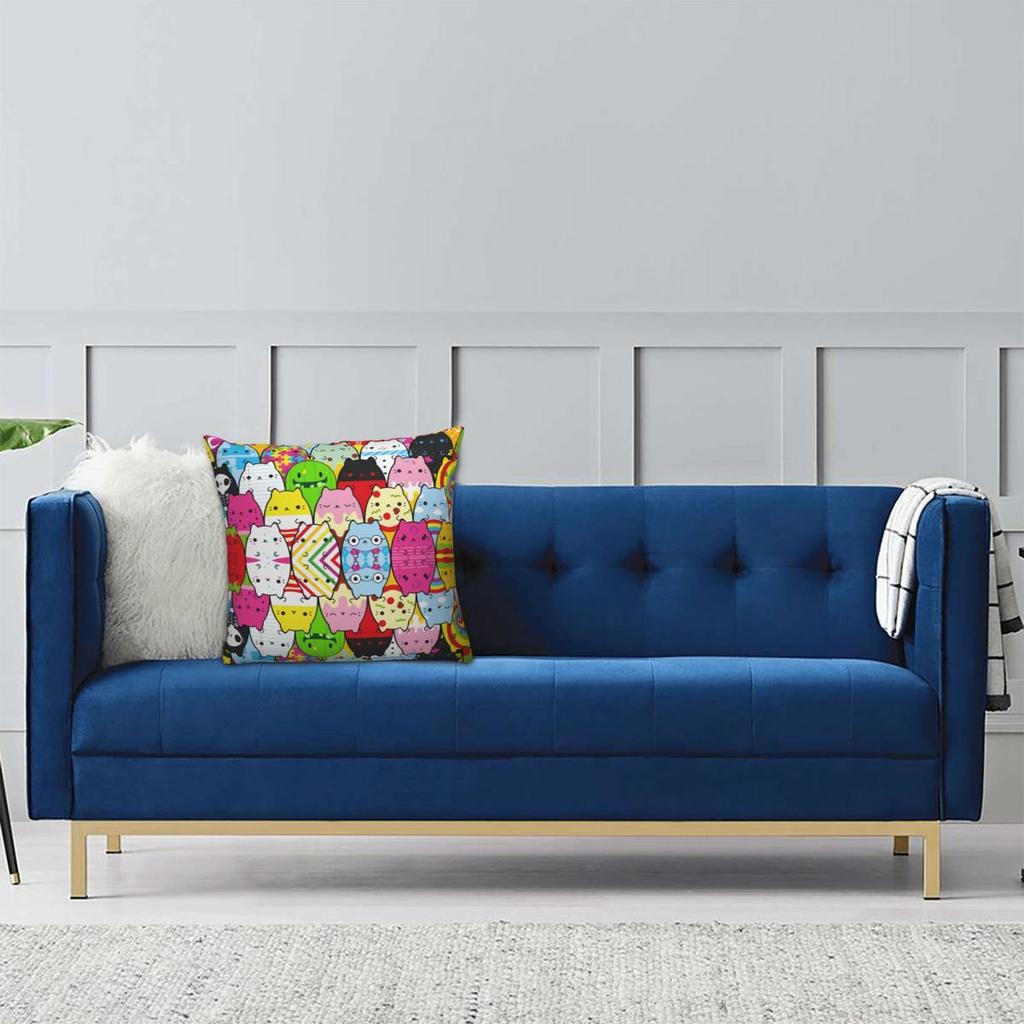 Gatti contro Cetriolini (4) Federa Quadrata Copricuscino Cuscino Decorativo Per Casa Divano Soggiorno