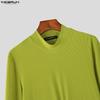 INCERUN Spring Men Turtleneck Long Sleeve Fitted Pullover Tops Undershirts
