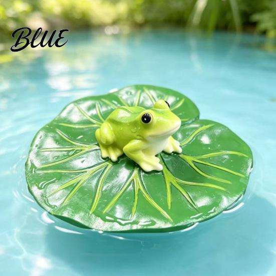 Wasserdichte Gartendekoration Frosch auf schwimmender Lotosblatt-Figur Lustige Harzfigur mit naturinspiriertem Ornament für Zuhause Feengarten Teich,