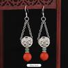 Original cinnabar earrings niche design retro long fringed earrings, natal red earrings for women