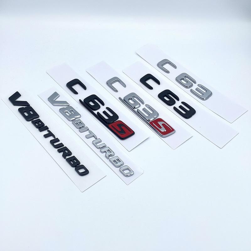 3D Matte Black Letters V8 Biturbo 4matic Emblém pro Mercedes Benz AMG C63 C63S Coupe Blatník kufru Typový štítek s logem
