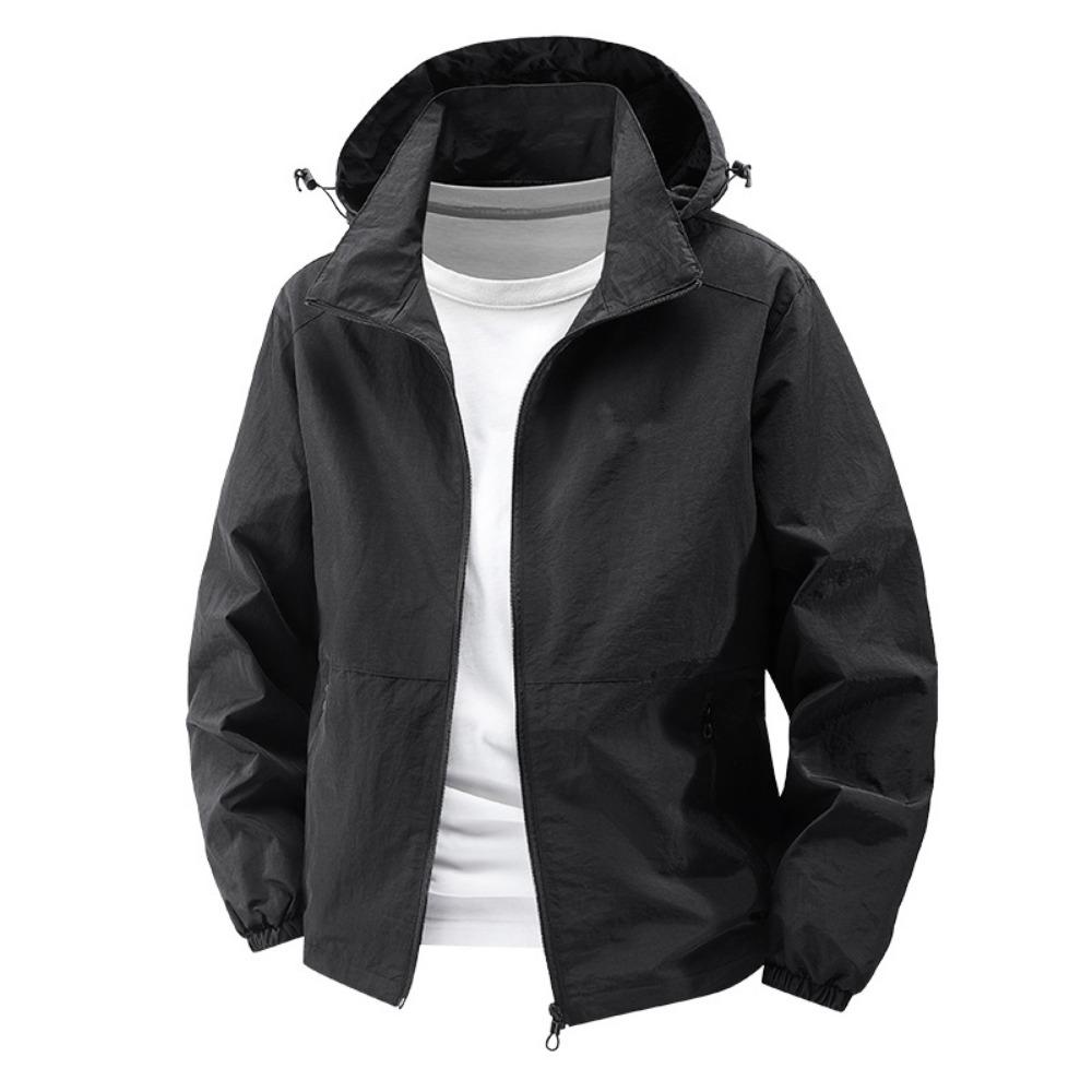 Men Jacket Spring and Autumn Fashion Versatile Windproof Waterproof Workwear Hooded Jacket Outdoor Travel Leisure Camping Jacket