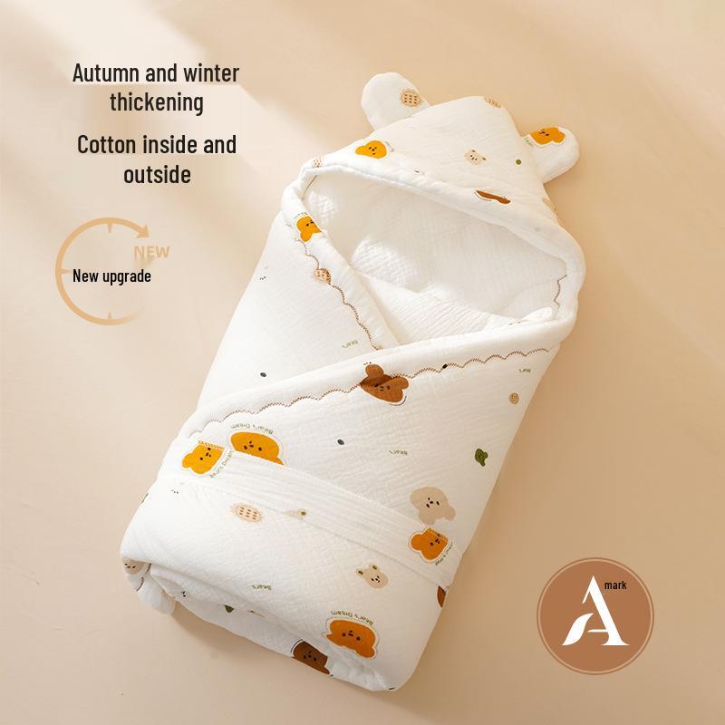 Copertina Swaddle in Puro Cotone Ispessito per Bambini Autunno/Inverno – Doppia Utilizzo: Ricevimento Neonato e Uso Esterno