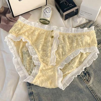 New Plus Size Women's Panties Women's Briefs Mid-waist Breathable Hip Lift Sexy Pure Wind Translucent Lace Edge Underwear