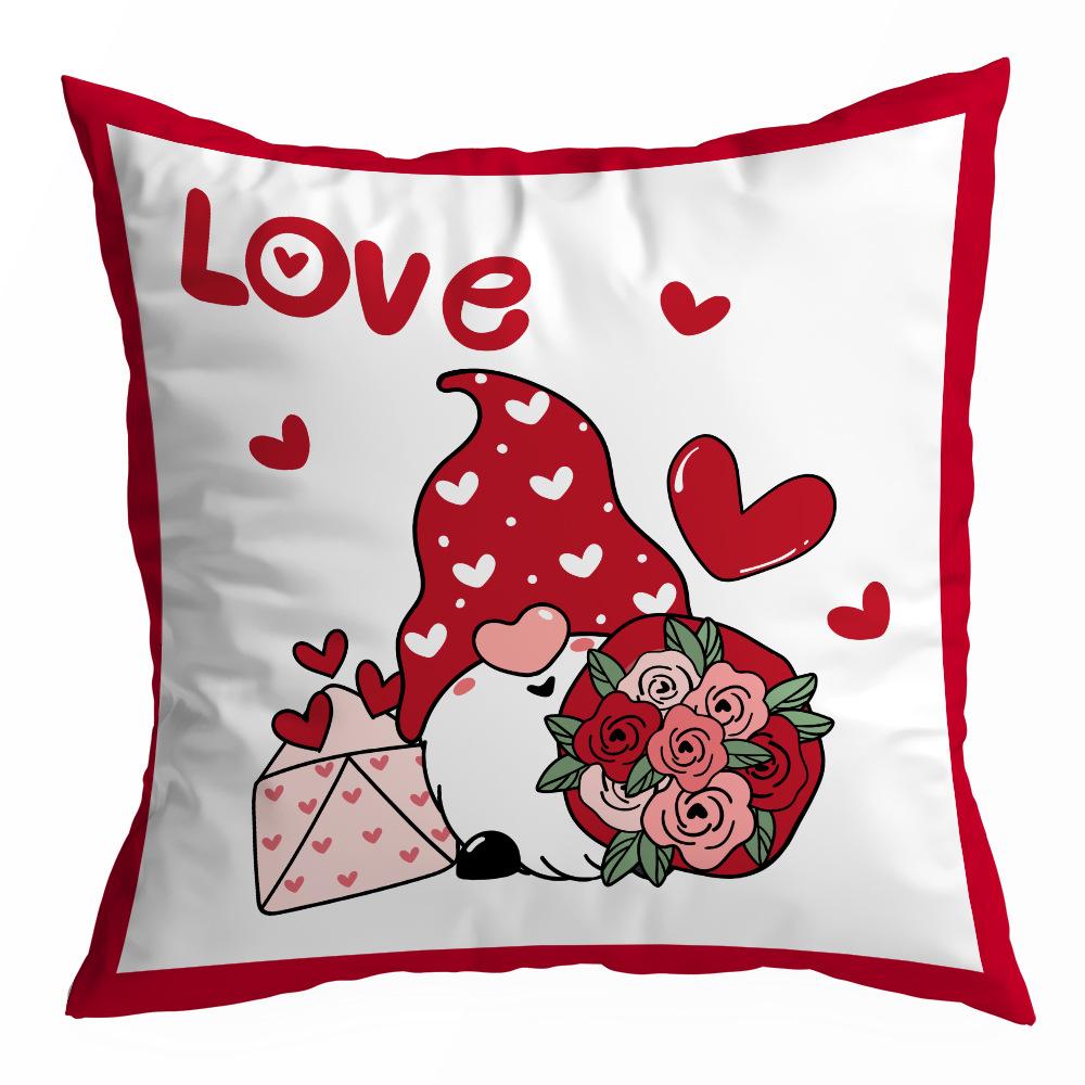 Valentine's Day Pillowcase, Peach Skin Velvet Heart Print Home Fabric Sofa Pillow, Car Waist and Back Cushion Cover