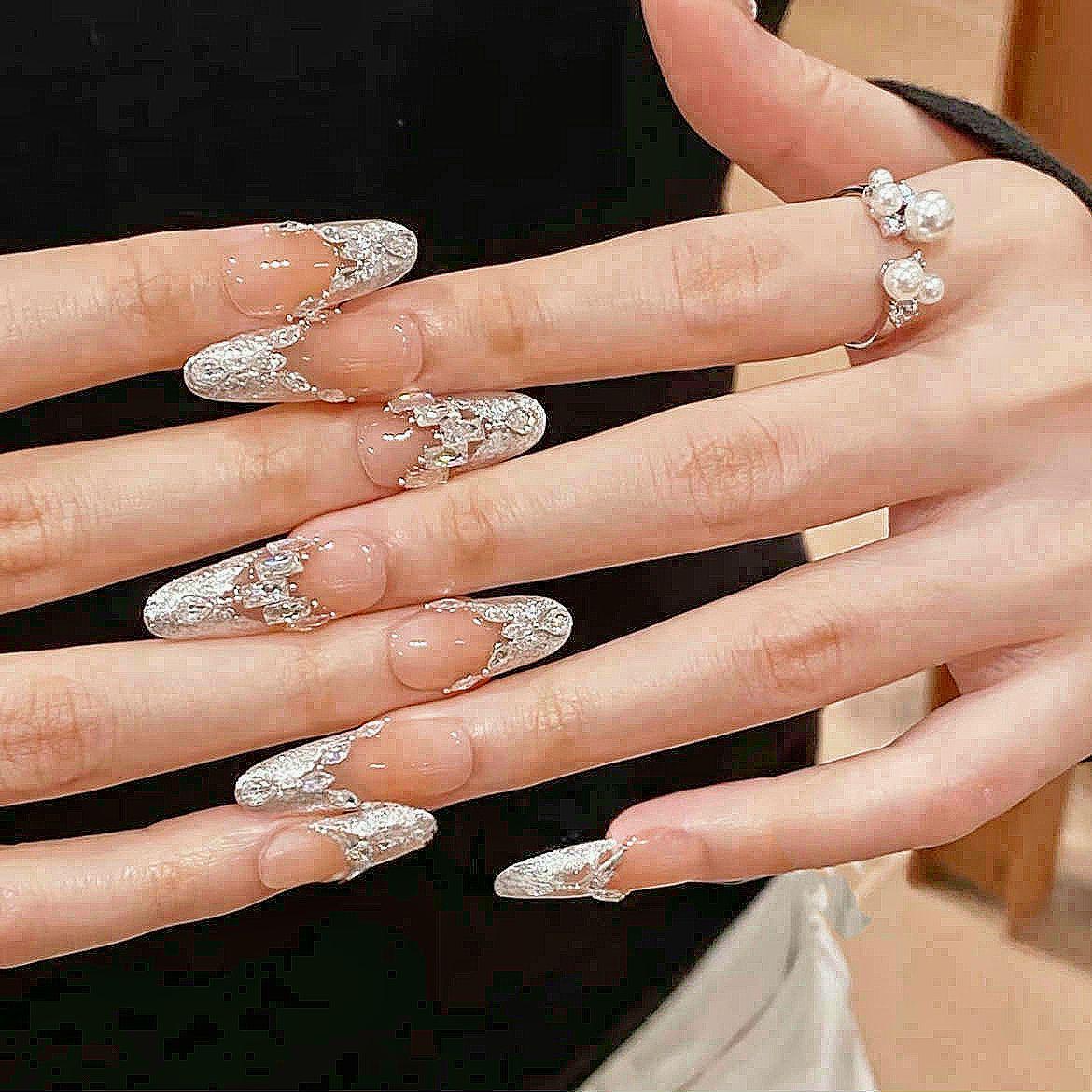 

Goddess Crown Exquisite Bling Fingertip Nails with Small Diamonds XS