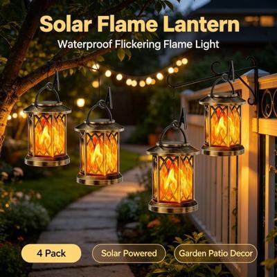 Solar-Flammen-Hängelampe Außen-Solarlicht Garten Wasserdicht Flammenflackern-Effekt Weihnachten Garten Terrasse Hof Weglicht