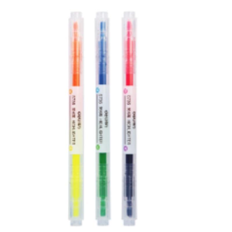 DELI Dual Tip Highlighter 3Pcs/Bag 6 Colors Double Headed Highlight Marker Pen Stationery