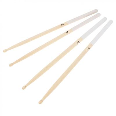 1 paio di bacchette per batteria 5A / 7A in legno con copertura della maniglia in gomma antiscivolo