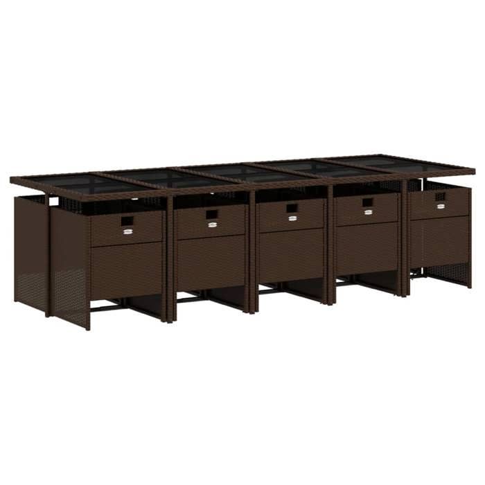 VidaXL Ensemble à manger de jardin et coussins 11 pcs marron rotin 3277700