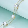 Bracelet à double couche en acier inoxydable avec perles créatives européennes et américaines pour femmes