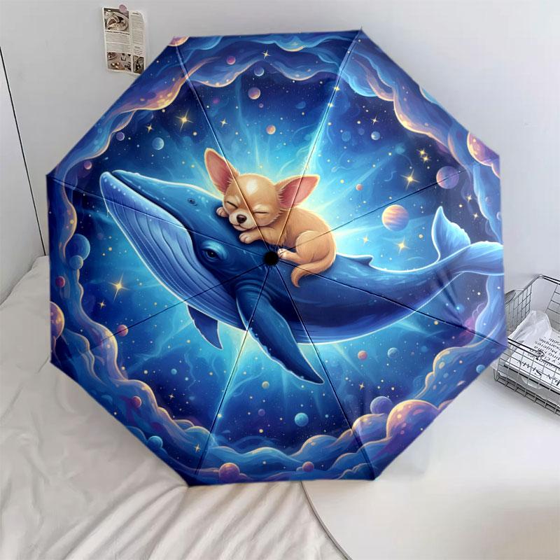 Whales and Pets Pattern Pattern New Style Umbrella, 1 Piece Automatic Folding Umbrella, Portable Travel Umbrella, Outdoor Umbrella, Birthday Gift