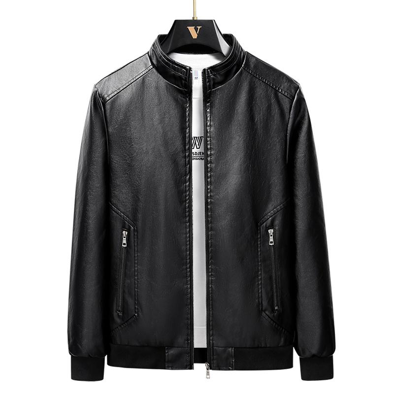Men's Business Casual Leather Jacket Stand Collar Simple Men's Jacket Versatile Korean Style Jacket Trendy High-quality Jacket