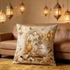 Soft Short Plush Cushion Cover Gold Moon Ethnic Festival Print 45x45cm Standard Size for Home Decoration