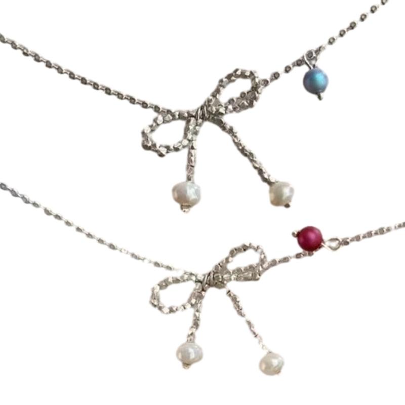 Elegant Bowknot Necklace Stylish Charm Necklace Versatile Jewelry Alloy Material Perfect for Daily Wear Parties and Date