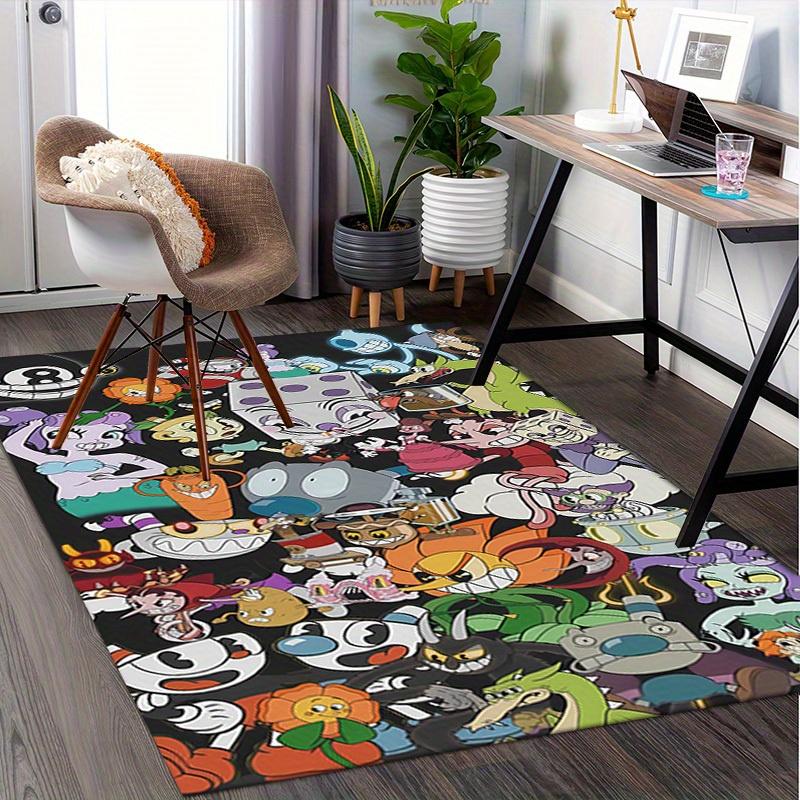 1pc Cuphead",Mugman",Art" Office Carpet Soft Polyester Non slip Machine Washable Indoor Carpet Livin