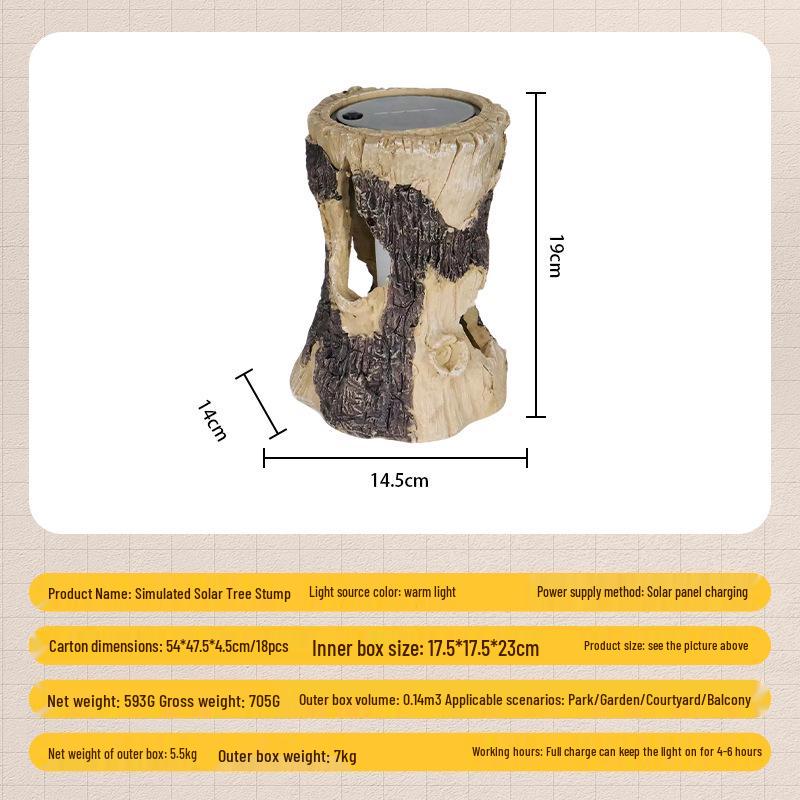 Outdoor Solar LED Tree Stump Candle Lamp - Resin Craft for Garden Decoration Simulation Solar Tree Stump
