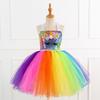 Regenbogen Pailletten Einhorn Kleid mit Flügeln & Kopfschmuck - Europäischer & Amerikanischer Stil 2026 für Mädchen