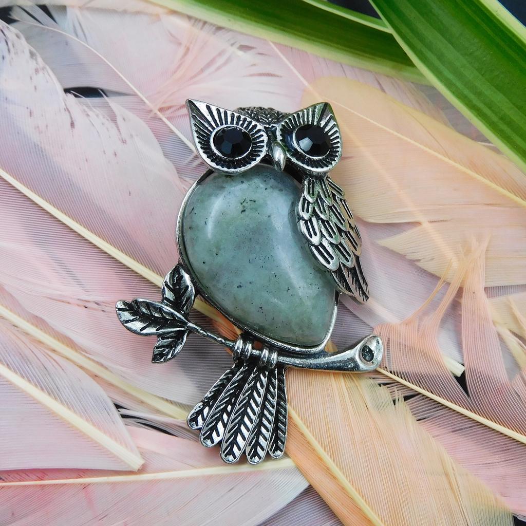 Silver 925 Rutile Quartz Owl Fancy Shape 118.45 Ct Pendant With Chain Natural P-2071-S
