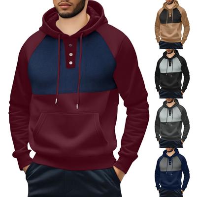 Męska bluza z kapturem, bluza w kontrastowym kolorze, kurtka sportowa casualowa