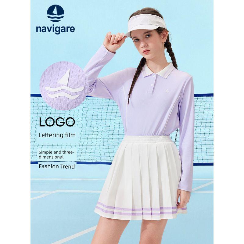 Navigare Italian Small Sailboat Kidsren's Polo Shirt 2026 Spring New Girls' Long-Sleeved Sports Top