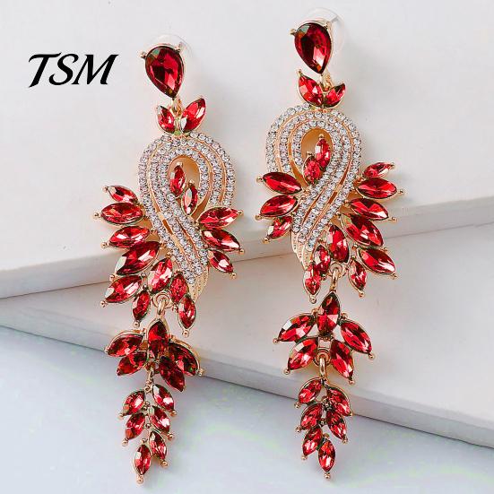 Long Earrings 1 Pair Dangle Geometric Faux Crystal Women Jewelry Elegant Drop for Wedding
