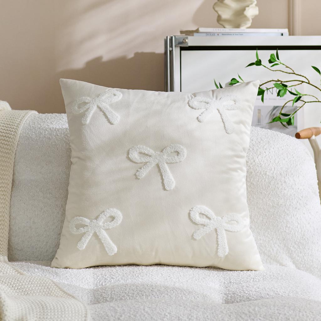 30x50/45x45cm Velvet Sofa Pillowcase Cojines Bowknot Cute Solid Color Pillow Cover Headboard Cushion Covers Decoration Home