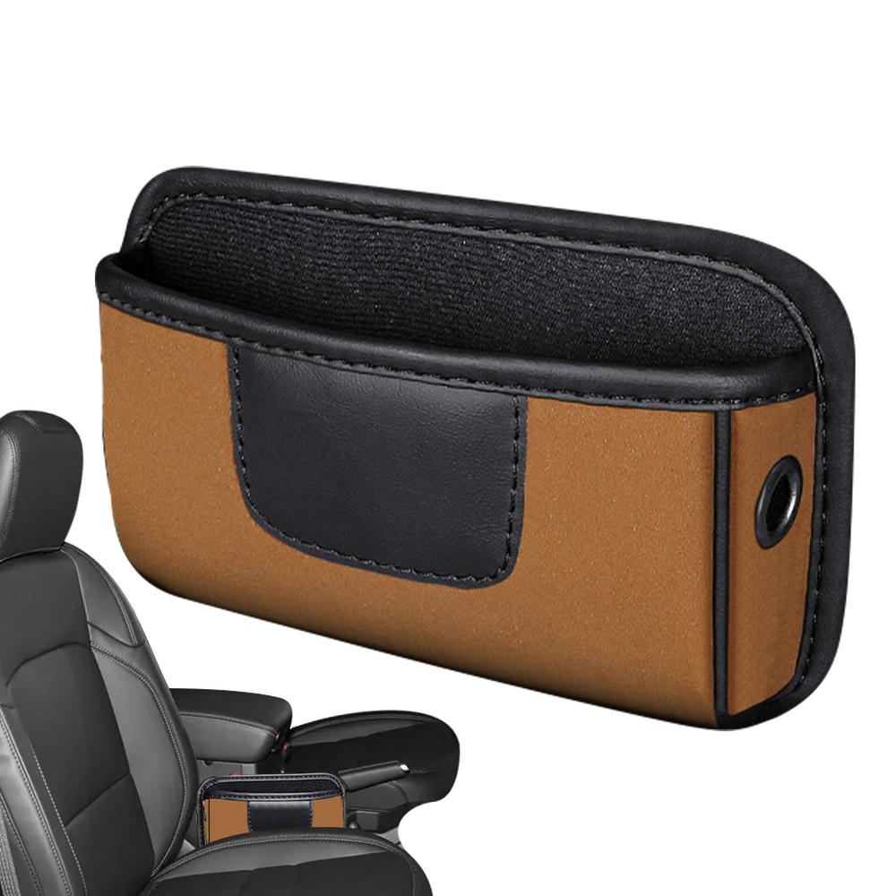 Auto Door Pocket Organizer Car Sticky Storage Bag Adhesive Door-Side Storage Pouch Artificial Leather For Center Console Items