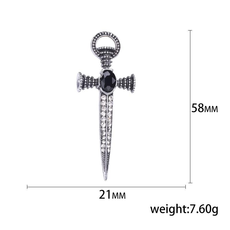 Blucome Vintage Sword-shaped Black Brooch Pins Women Brooch for Coat Suit Lapel Pins New Year Gift