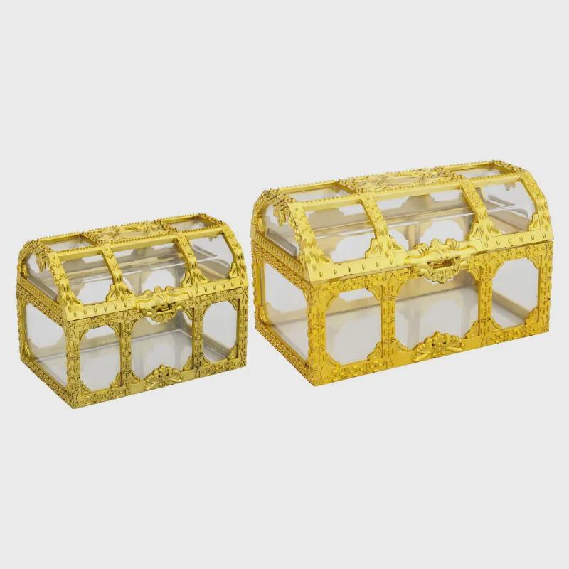 Cutie creativă de comori din aur transparent pentru decorațiuni de bijuterii, bomboane sau tort