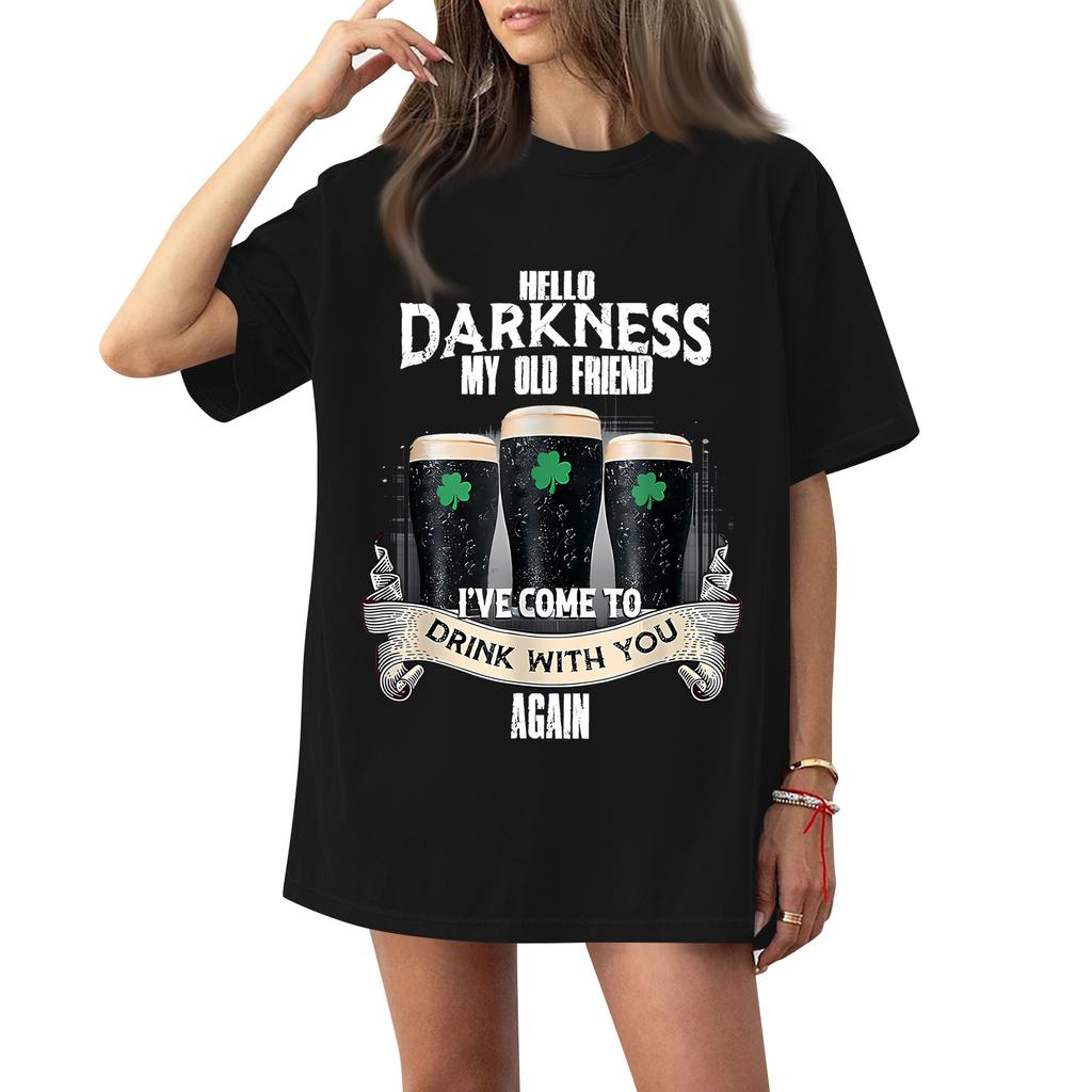 ( Darknss My Old Freend) Women's Fashion Casual Short-Sleeve Neck St. Patrick's Day Printed Shirt/T-Shirt Top