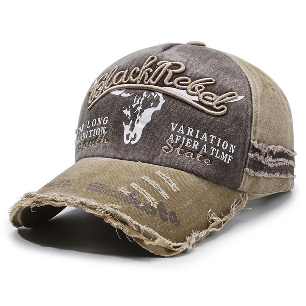 Breathable Embroidered Sun Protection Hat, Men's Baseball Cap Spring and Autumn Sun Hat Washed