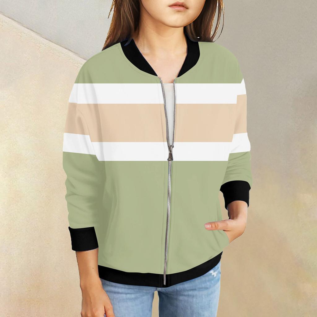 Kızlar Fermuarlı Ceketler Çocuklar Sonbahar Uzun Kollu Sweatshirtler Cepli Dış Giyim 5-15 Yaş