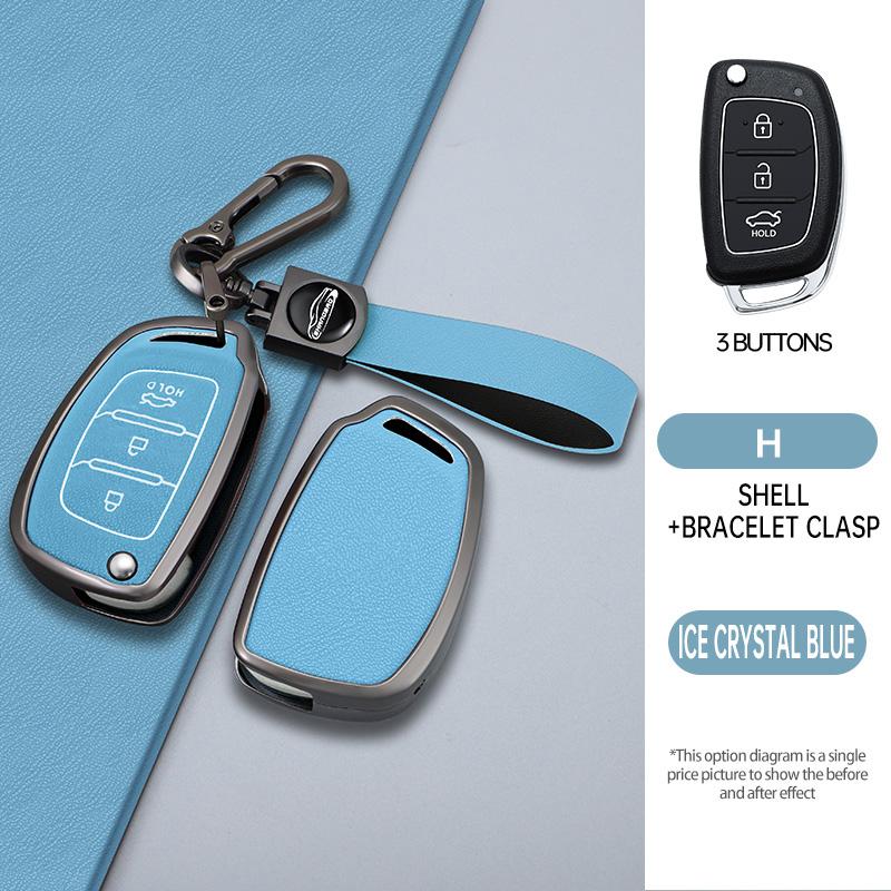 Zinc Alloy Leather Car Folding Key Cover Case Holder Keychain for Hyundai Avante I10 I20 I30 HB20 IX25 IX35/45 TUCSON Accessorie