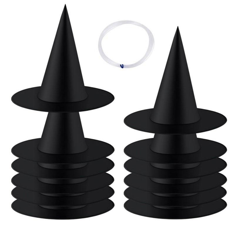ABIY Halloween Costume Accessories Decoration 12 Pieces Large Witch Hats, Floating Hanging Design