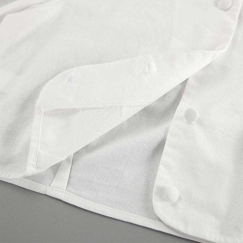 Costume elegante albe cu fustă, femei, cămăși cu mâneci bufante + fuste cu volane, bumbac și in, ținute de vacanță, seturi de două piese