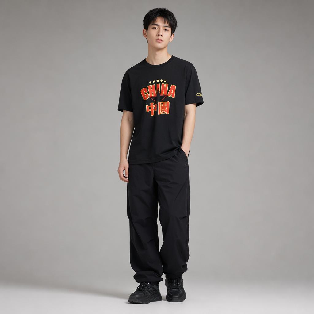 Li-Ning Autumn Casual Fashion Simple Cultural Sports Round Neck Short Sleeve T-Shirt Unisex Tops AHSUC43-2