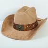 Popolare cappello western da cowboy in camoscio stile europeo e americano per uomo e donna, semplice e alla moda, a tesa larga, cappello jazz