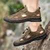 Fashion Brown Men's Leather Sandals Closed Toe Fishermen Sandal Comfortable Hiking Walking Summer Beach Shoes for Men Large Size 48