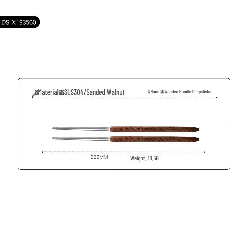 304 Stainless Steel Walnut Wood Handle Chopsticks