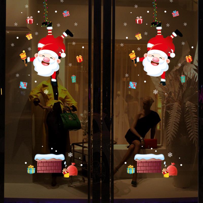 

2025 Рождественский Санта и Снеговик Наклейка на Стеклянную Дверь Стену
