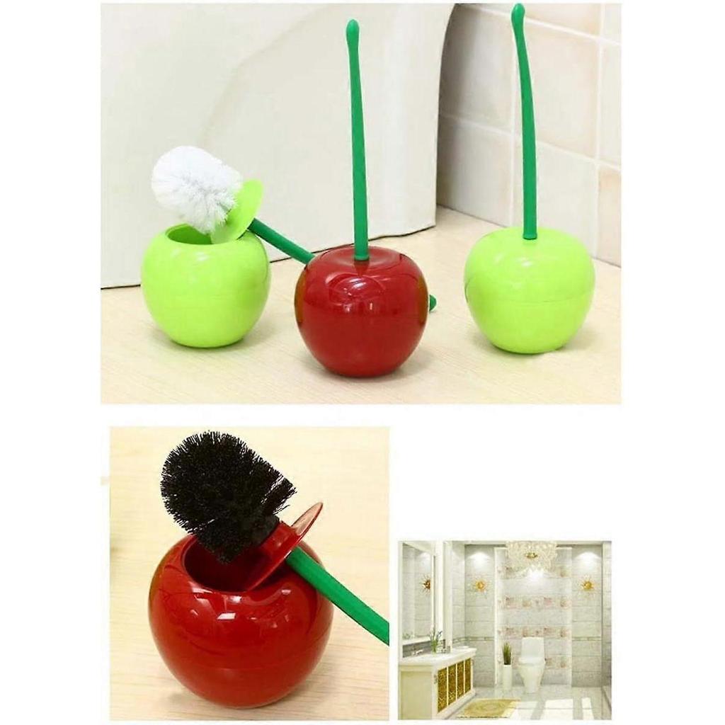1PCS Toilet Brush and Holder Set, Creative Cherry Shape Toilet Brush and Holder, Compact Good Grip Toilet Brush, ABS Plastic Handle, Decorative Bathro