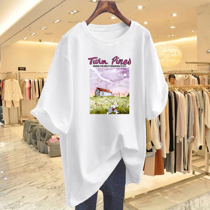 

Summer new casual age-reducing cotton printed top short-sleeved t-shirt women S