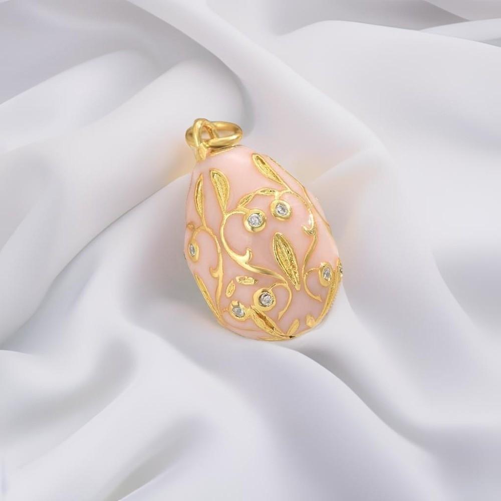 Copper Easter Egg Crystal Pendant Bohemia Necklace Pendant Colorful Enamel Pendant  Party