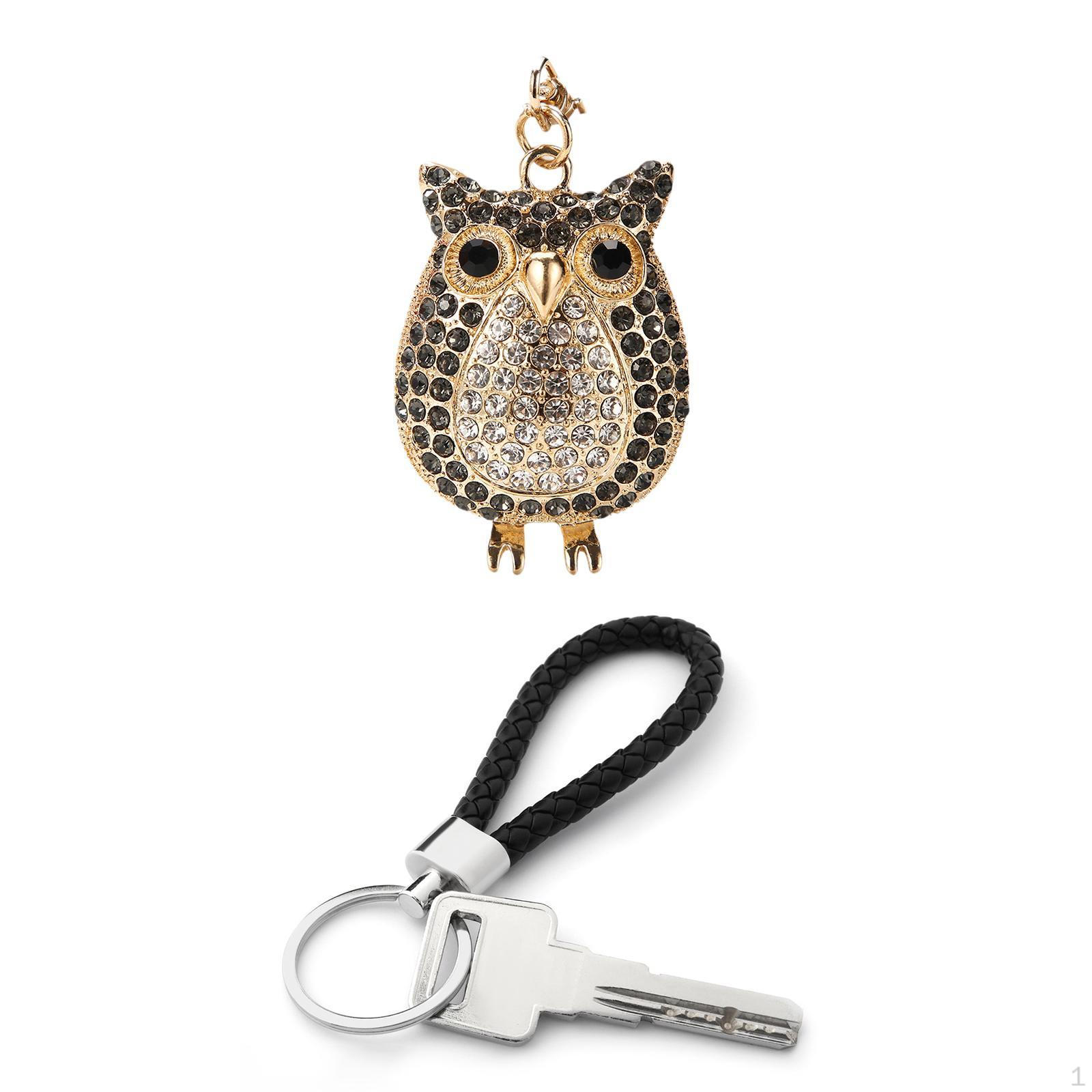 

Брелок для ключей в виде совы, украшения для сумочки из сплава, сверкающий брелок для ключей в виде животного чёрный
