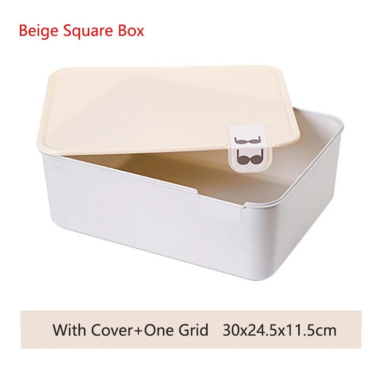 1/10/15 Grid Plastic Underwear Storage Box with Mark Closet Organizer Drawer for Underwear Socks Box Bra Organizer with Cover