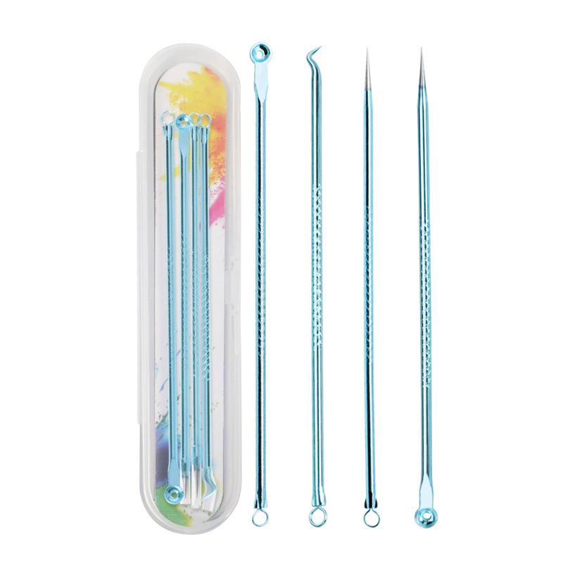 Colored 4-Piece Stainless Steel Double-Ended Acne & Blackhead Needle Set