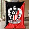 OGC Nice FC Weiche Flanell-Fleece-Decke Leichte Gemütliche Warme Überwurfdecke für Sofa Bett Heimdekoration